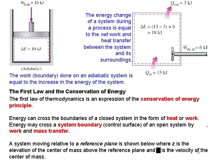 The energy change of a system during a process is equal to the net