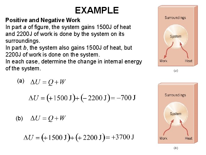 EXAMPLE Positive and Negative Work In part a of figure, the system gains 1500