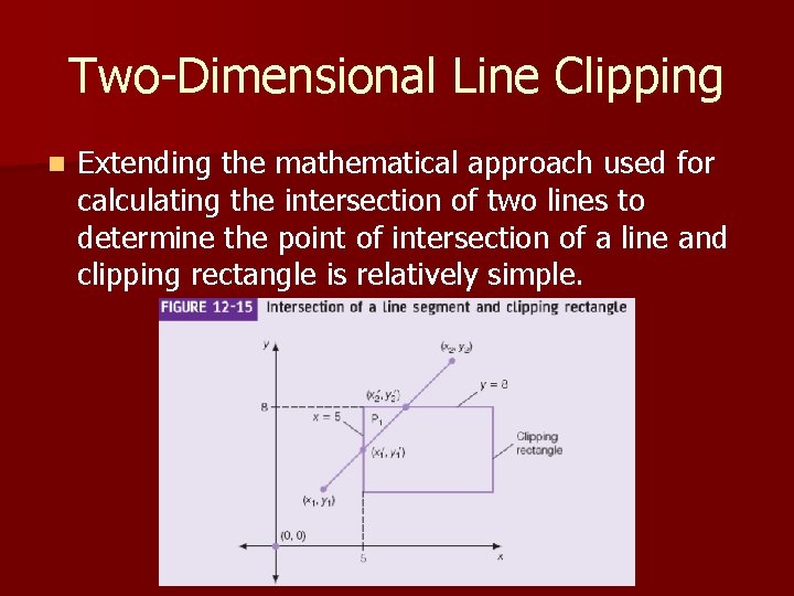 Two-Dimensional Line Clipping n Extending the mathematical approach used for calculating the intersection of Two-Dimensional Line Clipping n Extending the mathematical approach used for calculating the intersection of
