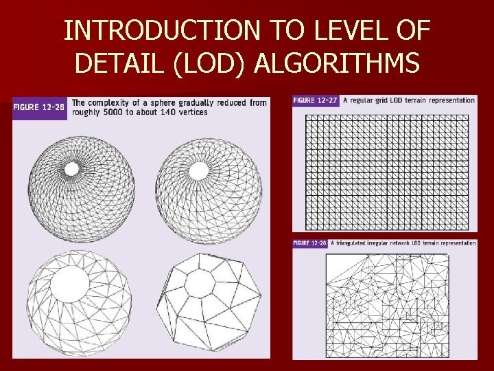 INTRODUCTION TO LEVEL OF DETAIL (LOD) ALGORITHMS INTRODUCTION TO LEVEL OF DETAIL (LOD) ALGORITHMS
