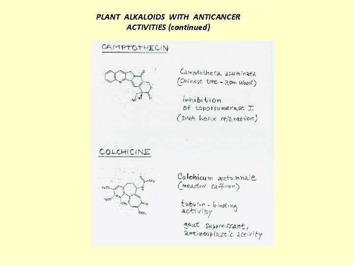 PLANT ALKALOIDS WITH ANTICANCER ACTIVITIES (continued) 