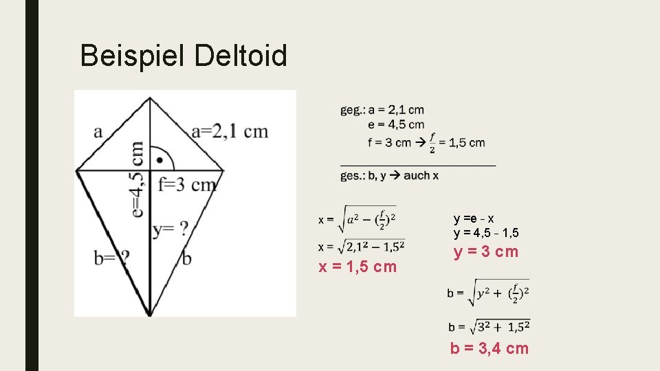 Beispiel Deltoid x = 1, 5 cm y =e – x y = 4,