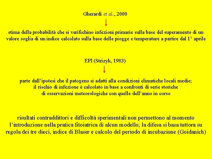 Gherardi et al. , 2000 stima della probabilità che si verifichino infezioni primarie sulla