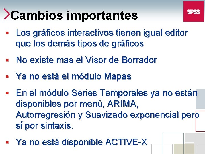 Cambios importantes § Los gráficos interactivos tienen igual editor que los demás tipos de Cambios importantes § Los gráficos interactivos tienen igual editor que los demás tipos de