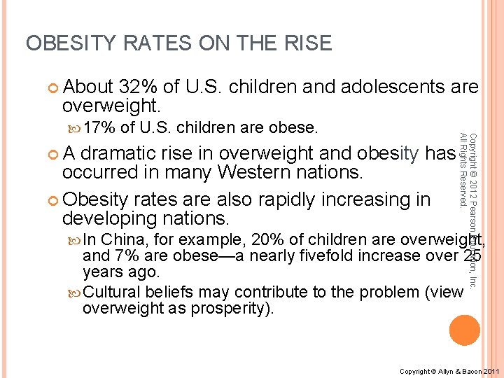 OBESITY RATES ON THE RISE About 32% of U. S. children and adolescents are