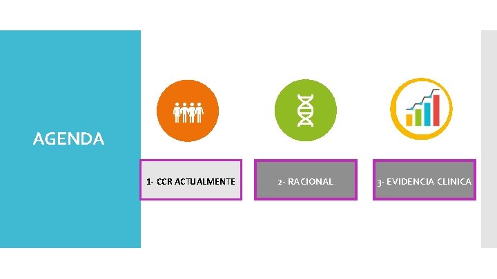 AGENDA 1 - CCR ACTUALMENTE 2 - RACIONAL 3 - EVIDENCIA CLINICA 
