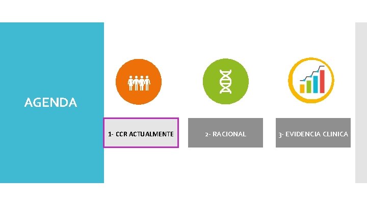 AGENDA 1 - CCR ACTUALMENTE 2 - RACIONAL 3 - EVIDENCIA CLINICA 