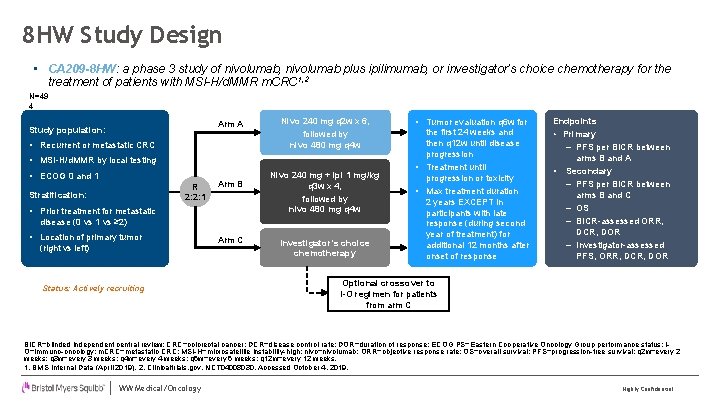 8 HW Study Design • CA 209 -8 HW: a phase 3 study of