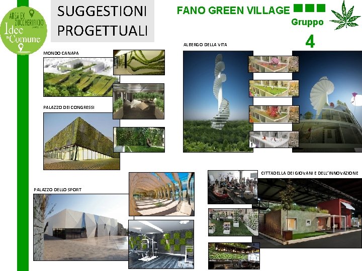 SUGGESTIONI PROGETTUALI FANO GREEN VILLAGE Gruppo ALBERGO DELLA VITA MONDO CANAPA 4 PALAZZO DEI