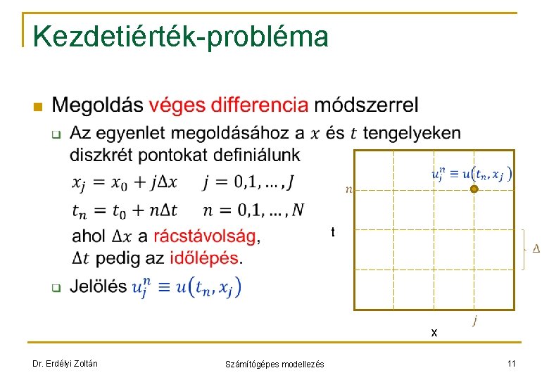 Kezdetiérték-probléma n t x Dr. Erdélyi Zoltán Számítógépes modellezés 11 