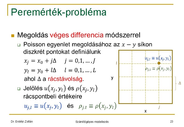 Peremérték-probléma n y x Dr. Erdélyi Zoltán Számítógépes modellezés 23 