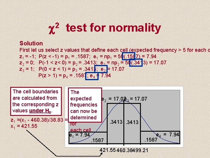 c 2 test for normality Solution First let us select z values that define