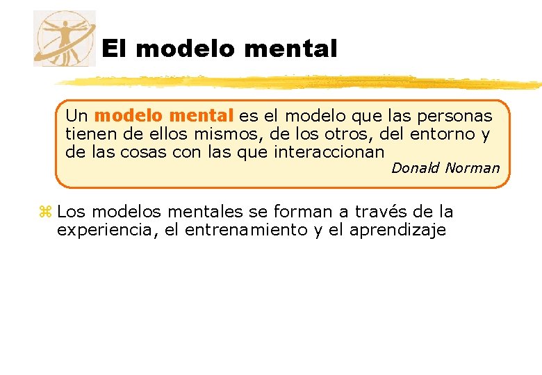 El modelo mental Un modelo mental es el modelo que las personas tienen de El modelo mental Un modelo mental es el modelo que las personas tienen de