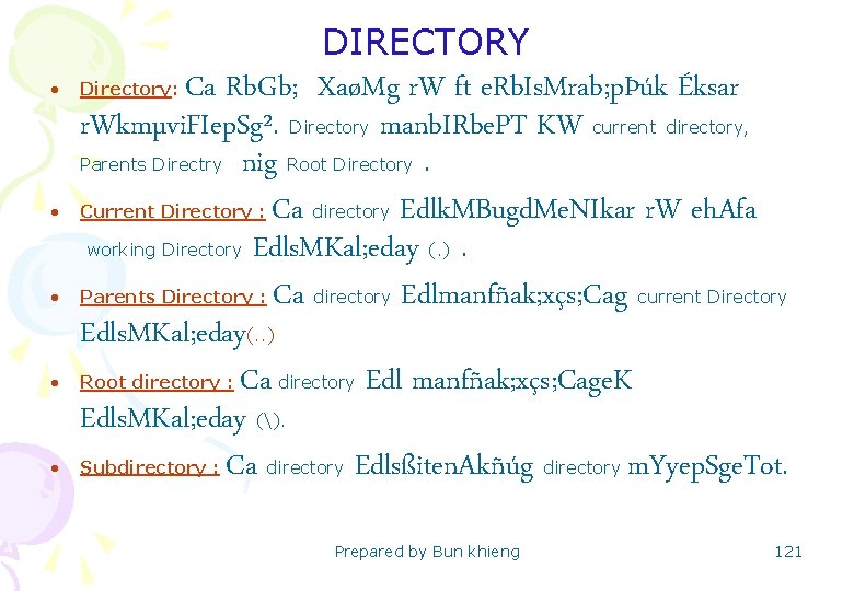 DIRECTORY • • • Ca Rb. Gb; XaøMg r. W ft e. Rb. Is.