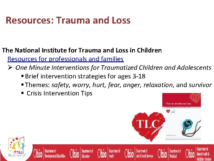 Resources: Trauma and Loss The National Institute for Trauma and Loss in Children Resources