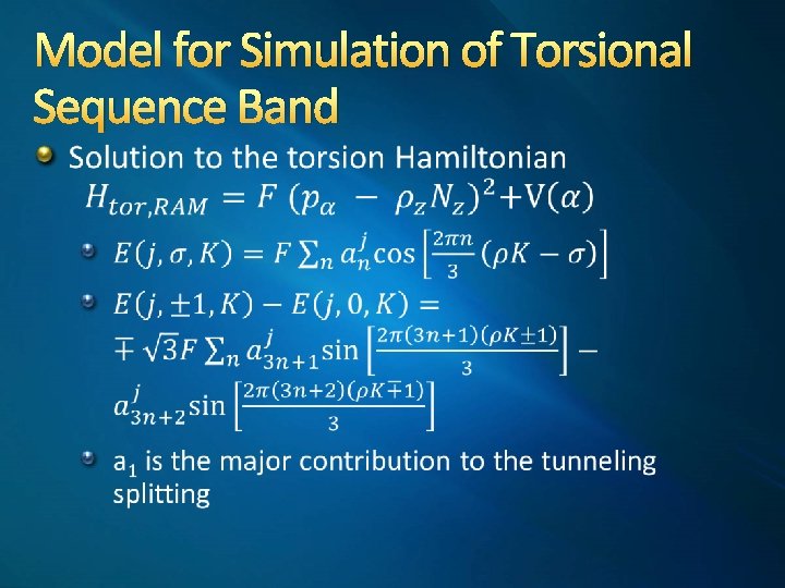 Model for Simulation of Torsional Sequence Band 