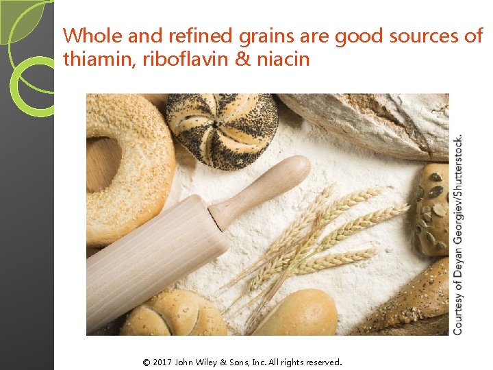 Whole and refined grains are good sources of thiamin, riboflavin & niacin © 2017 Whole and refined grains are good sources of thiamin, riboflavin & niacin © 2017