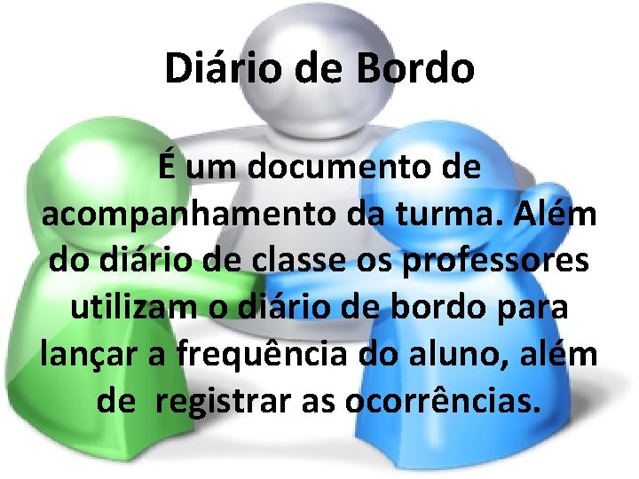 Diário de Bordo É um documento de acompanhamento da turma. Além do diário de