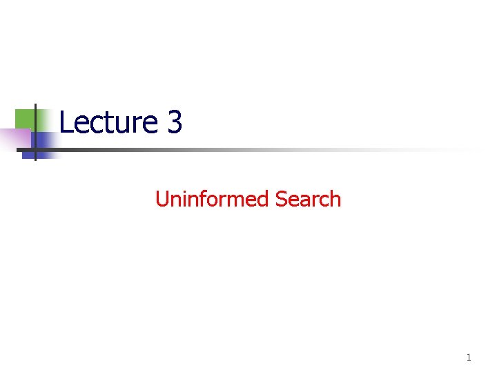 Lecture 3 Uninformed Search 1 