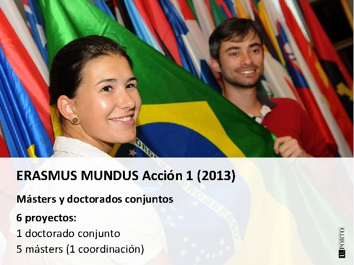 ERASMUS MUNDUS Acción 1 (2013) Másters y doctorados conjuntos 6 proyectos: 1 doctorado conjunto