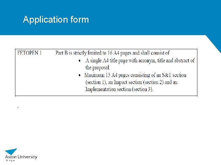 Application form . 