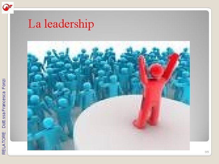 RELATORE: Dott. ssa Francesca Fonzi La leadership 35 RELATORE: Dott. ssa Francesca Fonzi La leadership 35