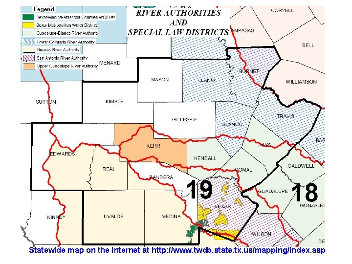 Statewide map on the Internet at http: //www. twdb. state. tx. us/mapping/index. asp 