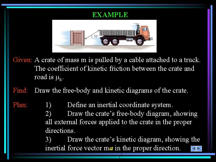 EXAMPLE Given: A crate of mass m is pulled by a cable attached to