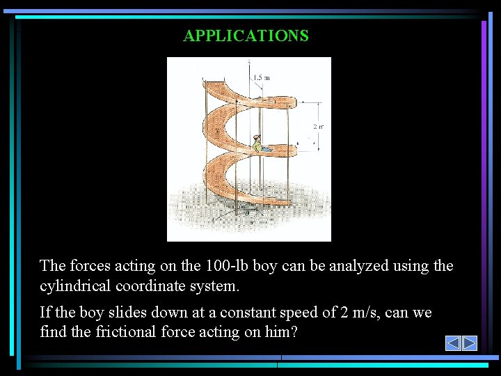 APPLICATIONS The forces acting on the 100 -lb boy can be analyzed using the