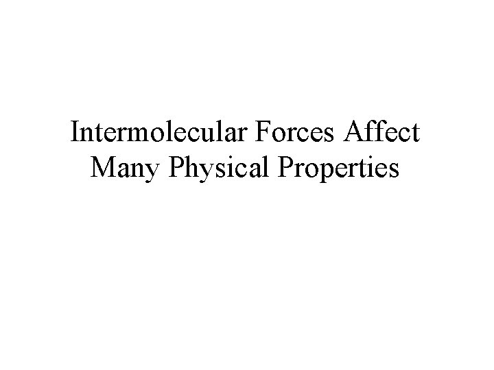 Intermolecular Forces Affect Many Physical Properties 