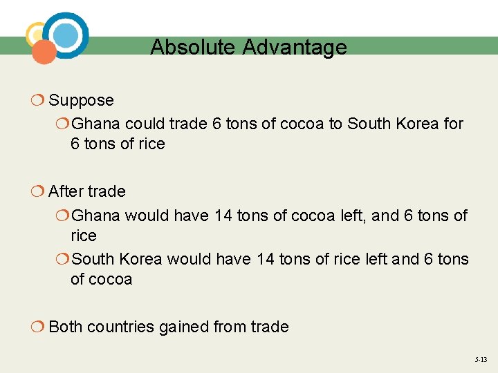Absolute Advantage ¦ Suppose ¦Ghana could trade 6 tons of cocoa to South Korea