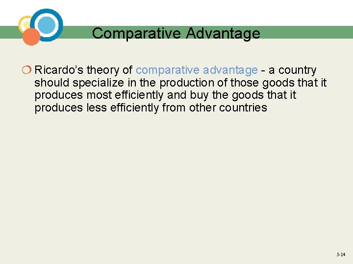 Comparative Advantage ¦ Ricardo’s theory of comparative advantage - a country should specialize in