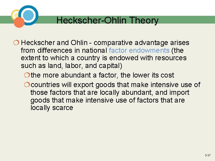 Heckscher-Ohlin Theory ¦ Heckscher and Ohlin - comparative advantage arises from differences in national