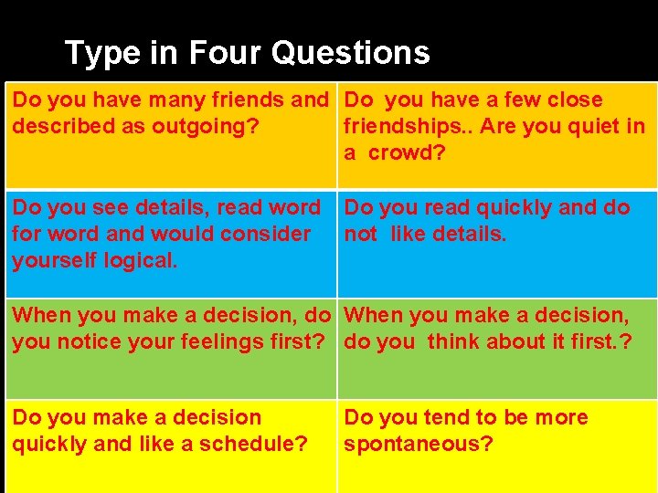 Type in Four Questions Do you have many friends and Do you have a