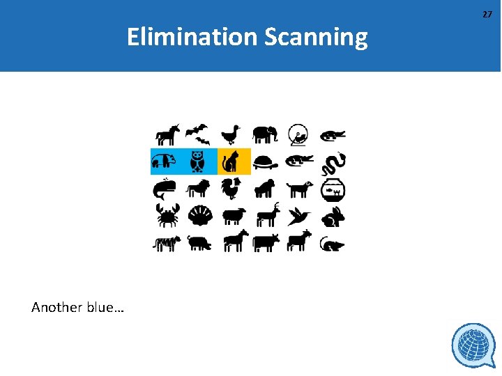 Elimination Scanning Another blue… 27 