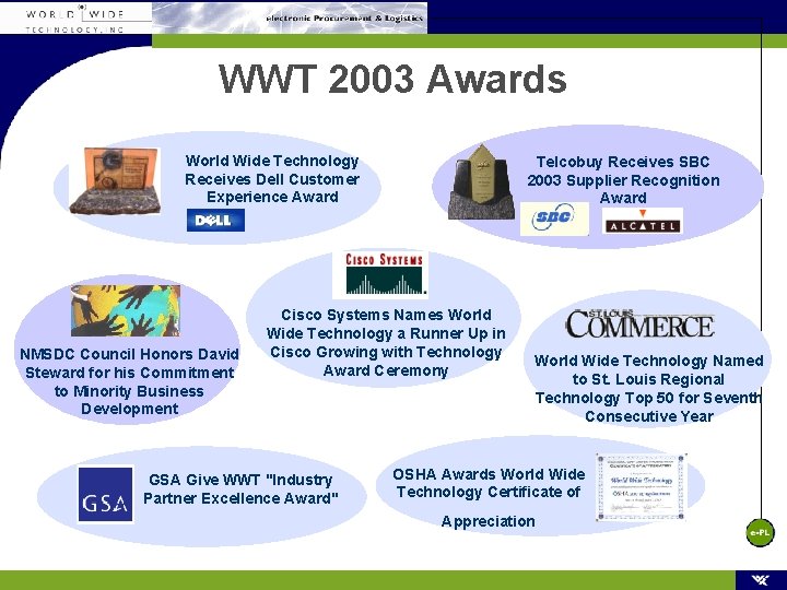 WWT 2003 Awards World Wide Technology Receives Dell Customer Experience Award NMSDC Council Honors WWT 2003 Awards World Wide Technology Receives Dell Customer Experience Award NMSDC Council Honors