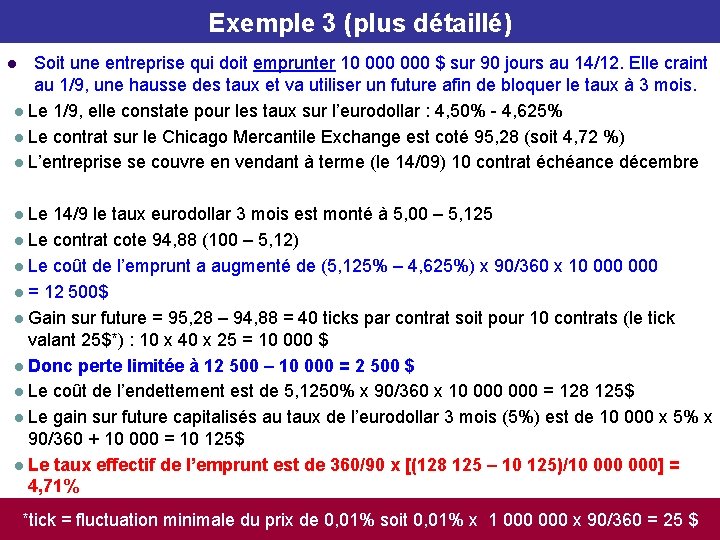 Exemple 3 (plus détaillé) Soit une entreprise qui doit emprunter 10 000 $ sur