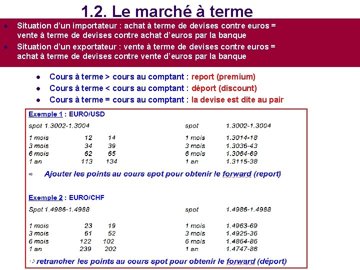 1. 2. Le marché à terme l l Situation d’un importateur : achat à