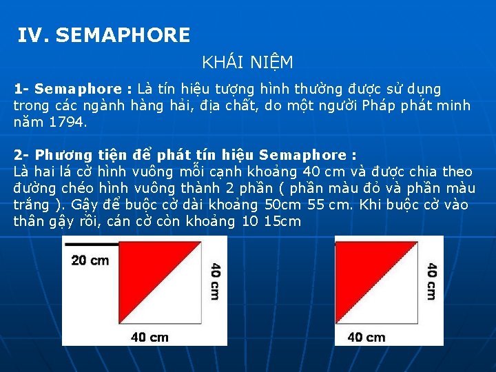 IV. SEMAPHORE KHÁI NIỆM 1 - Semaphore : Là tín hiệu tượng hình thường IV. SEMAPHORE KHÁI NIỆM 1 - Semaphore : Là tín hiệu tượng hình thường