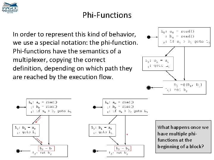 Phi-Functions In order to represent this kind of behavior, we use a special notation: Phi-Functions In order to represent this kind of behavior, we use a special notation: