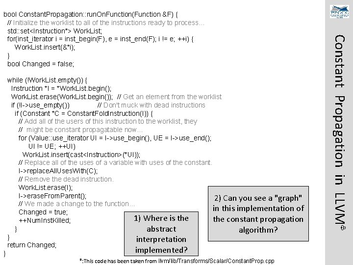 while (!Work. List. empty()) { Instruction *I = *Work. List. begin(); Work. List. erase(Work. while (!Work. List. empty()) { Instruction *I = *Work. List. begin(); Work. List. erase(Work.