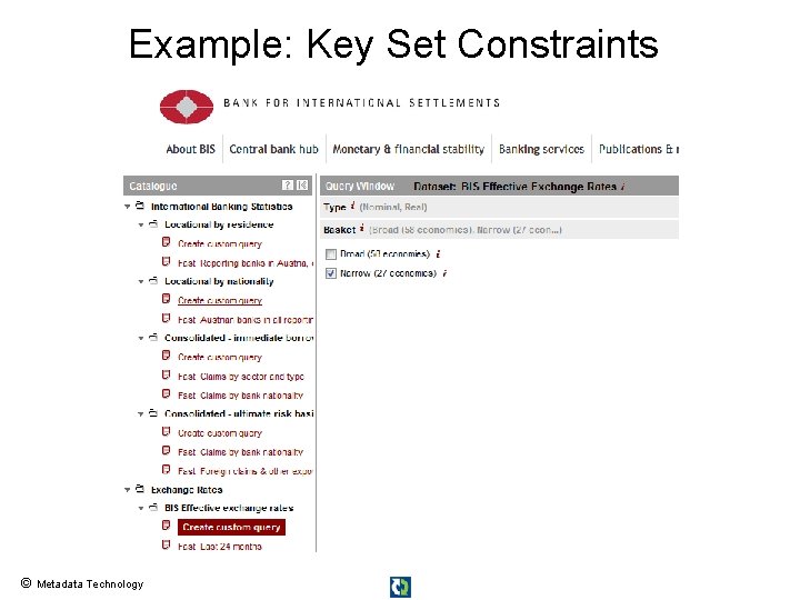 Example: Key Set Constraints © Metadata Technology 