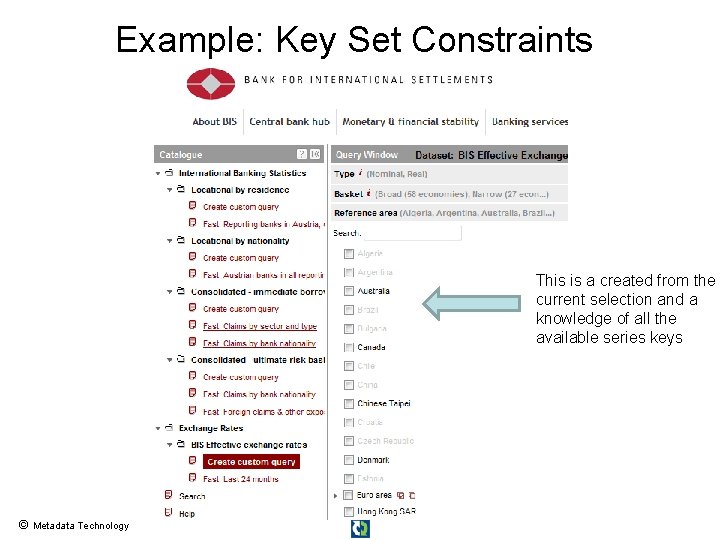 Example: Key Set Constraints This is a created from the current selection and a