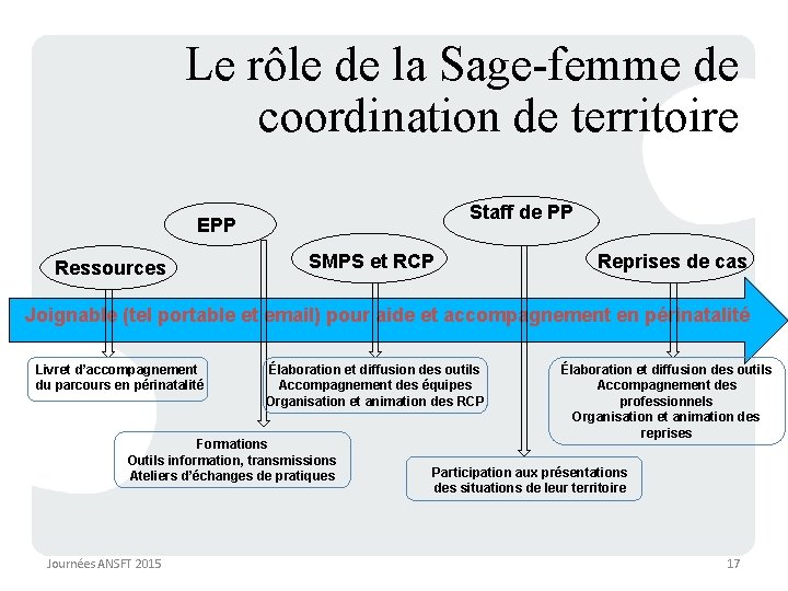 Le rôle de la Sage-femme de coordination de territoire Staff de PP EPP Ressources