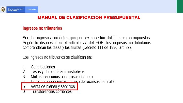 MANUAL DE CLASIFICACION PRESUPUESTAL 