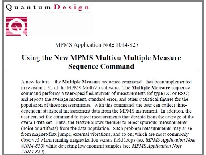 MPMS XL的新功能 • Multiple Measure命令的使用 137 