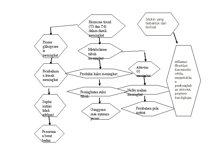 Hormone tiroid (T 3 dan T 4) dalam darah meningkat Proses glikogenes is meningkat