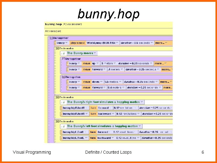 bunny. hop Visual Programming Definite / Counted Loops 6 