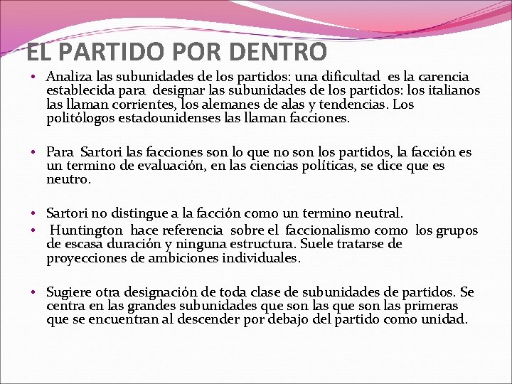 EL PARTIDO POR DENTRO • Analiza las subunidades de los partidos: una dificultad es