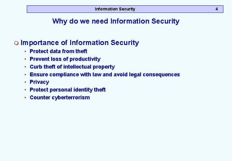 Information Security Why do we need Information Security m Importance of Information Security • Information Security Why do we need Information Security m Importance of Information Security •